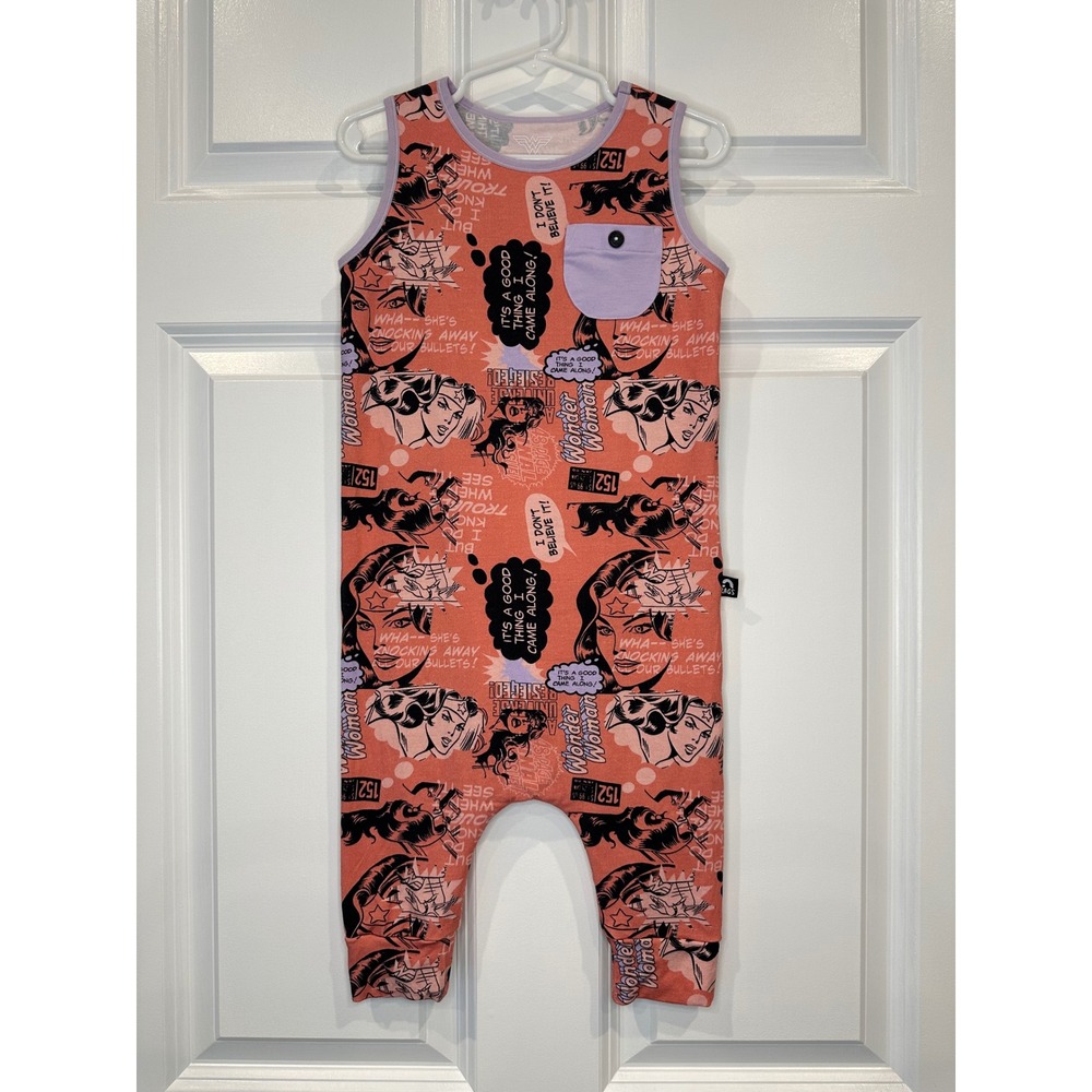 Baby Wonder Woman Rags Romper Jumpsuit Size 3/4 Graphic Comic Novelty Sleeveless